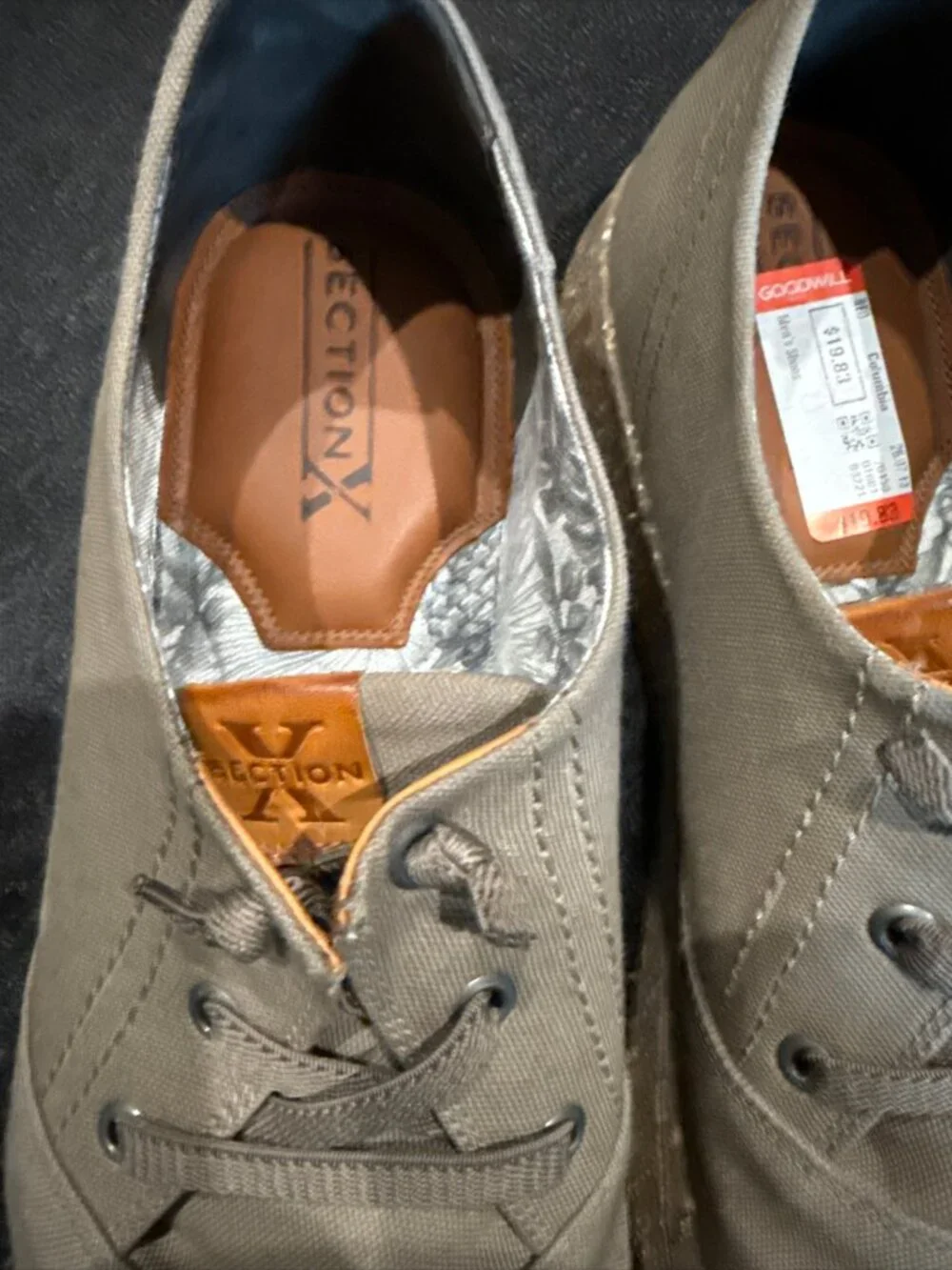 Section X Men's Gray Casual Shoes Canvas Leather Size 13M Excellent Condition